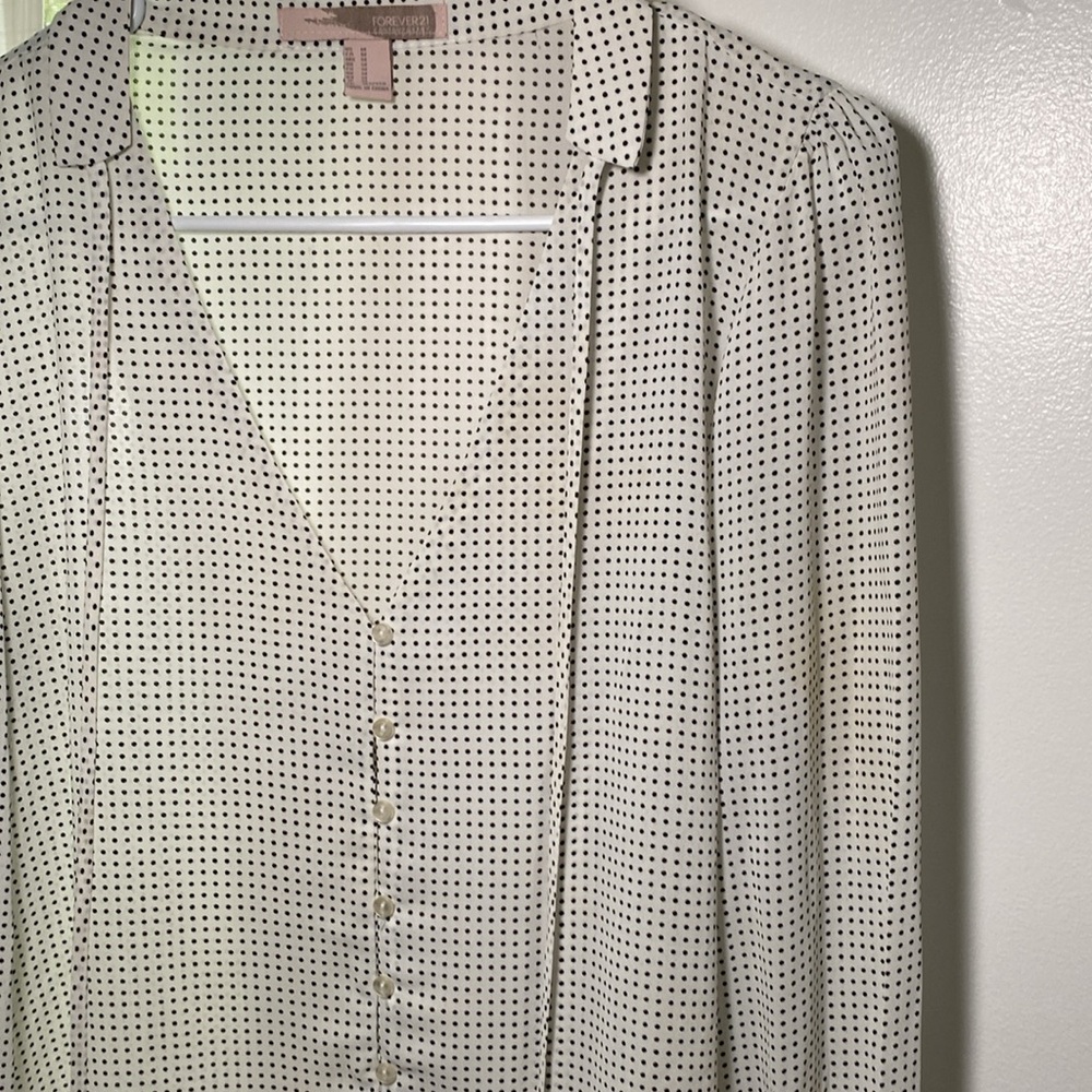Polka Dot Flowy Blouse, M